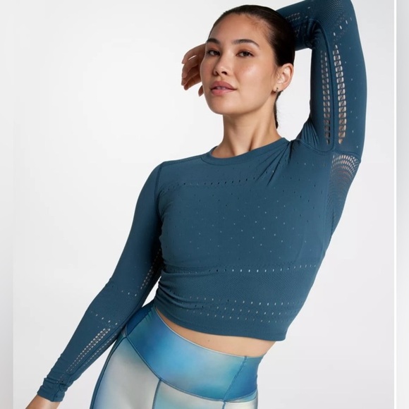 CALIA Women's Pointelle Seamless Long Sleeve T-Shirt Top - Picture 1 of 16